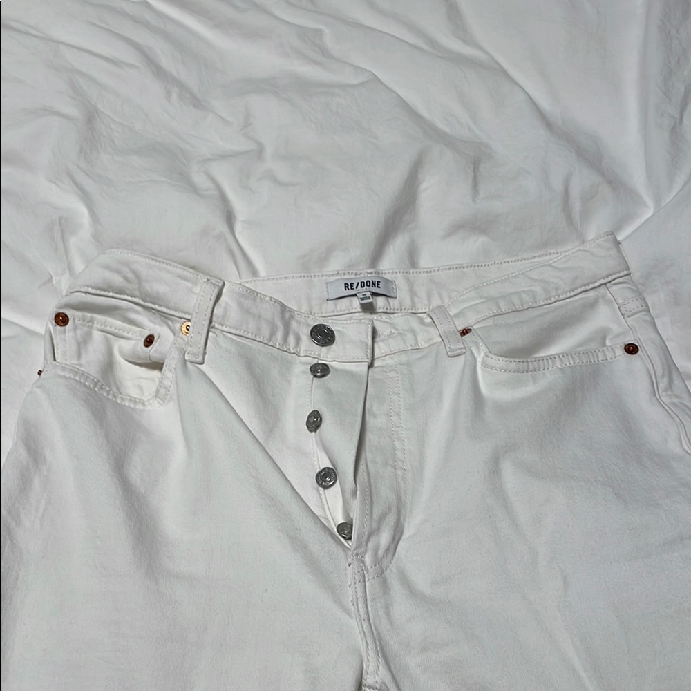 RE/DONE Classic 90s high rise ankle crop White Denim Jeans size 30